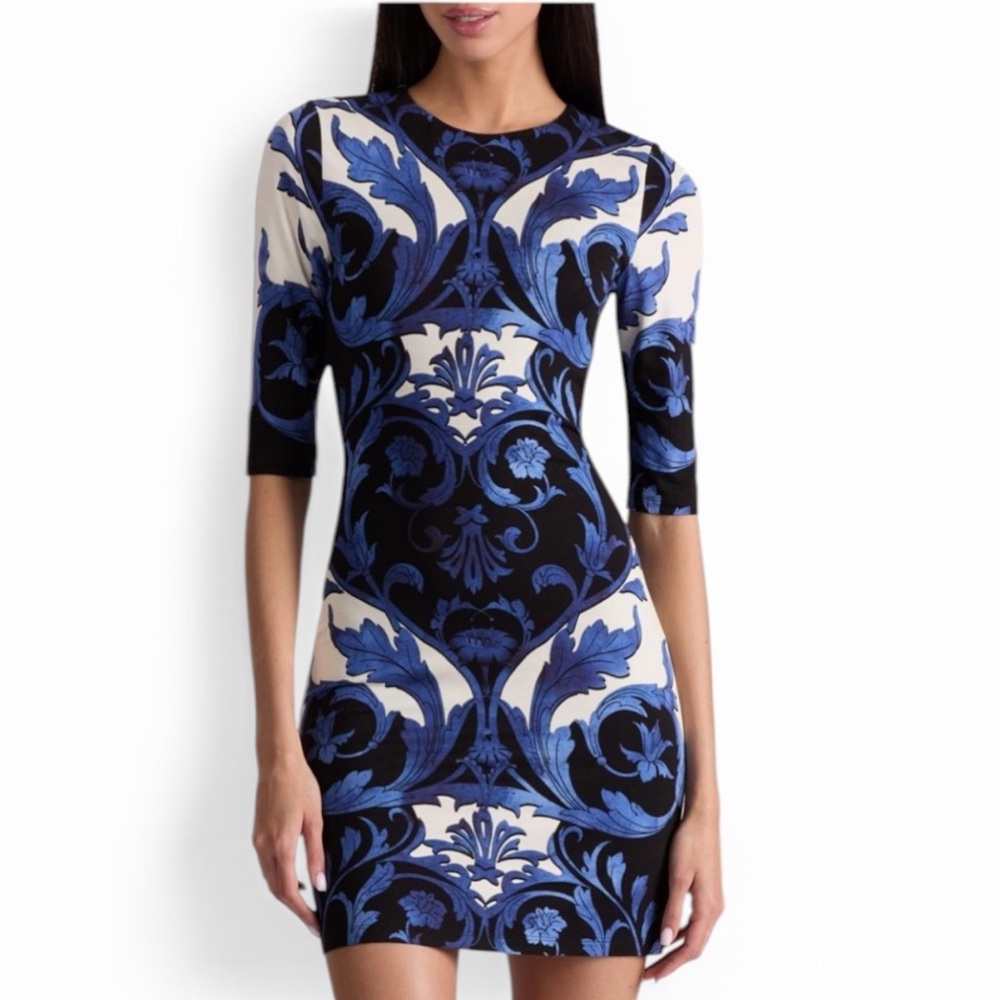 Alice + Olivia Delora Tapestry Print Knit Mini Dress